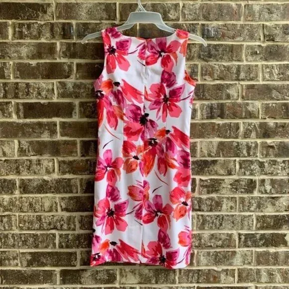 Mario Serrani Italy Women's Stretch Shift Dress Sleeveless Fuchsia Floral 4 - Picture 10 of 13